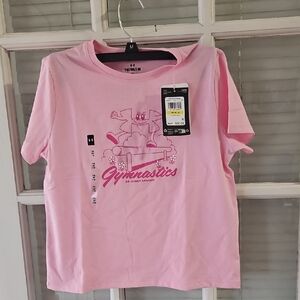 NWT Under Armour Pink Gymnastics Graphic Tee.       Sz YM